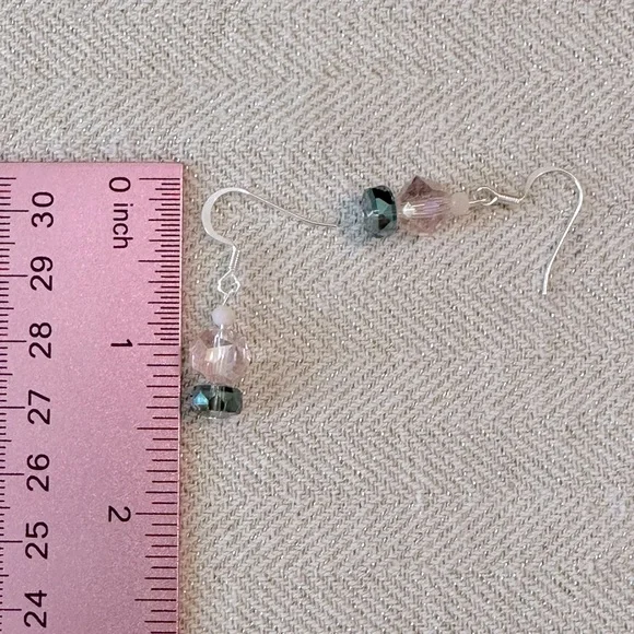 Handmade Pink & Green Ceramic Turtle Flowers Memory Wire Bracelet & Earrings Set - Picture 4 of 9